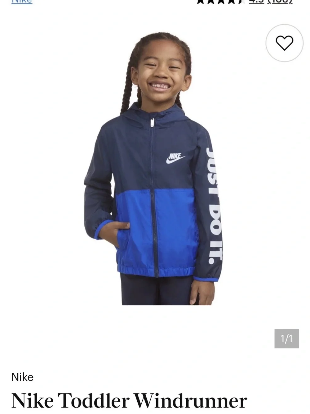 Nike Kids Hooded Windbreaker - Navy & Royal Blue - Picture 1 of 1